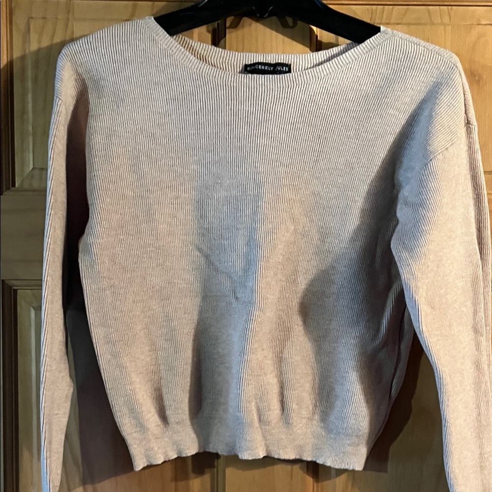 Sincerely Jules Light Beige Ribbed Crew Neck Sweater